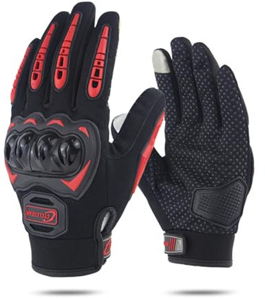 Aumotop Guanti da moto per uomo e donna, antiscivolo, traspiranti, con protezione per le nocche, per equitazione, corsa su strada, ciclismo