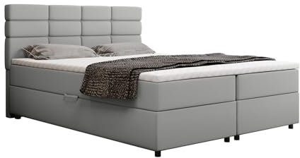 Reve Boxspringbett 160 x 200 cm Doppelbett mit hochwertiger Bonell-Matratze und Topper, Polsterbett mit Bettkasten, Schlafzimmer, Bequem, Modern, Stilvoll