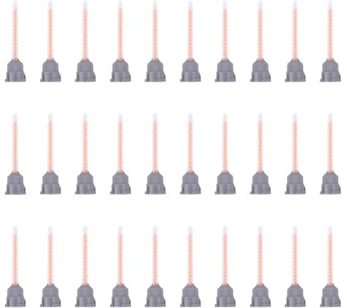 SUPERFINDINGS 30 embout de Buse de Mélange en Plastique Époxy Orange Tube de Mélange de Colle AB pour Pistolet Adhésif 10:1 buse de Mélange de Résine Boucle Plate pour Colle AB 7.3x1.8cm