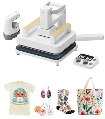 xTool 3-in-1 Transferpresse Kit, Smart Press & Mini Bügelpresse mit Plattform & Steuerungspod, 10-25KG Hochdruck, Abnehmbare Tragbare Hitzepresse für T-Shirts, HTV Vinyl, Sublimation, Bastelarbeiten