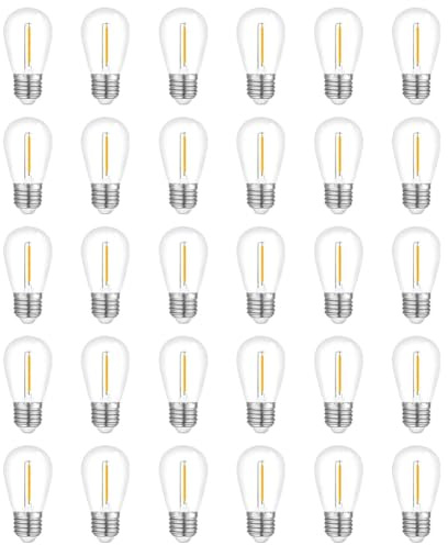 Oladfiop Paquet de 30 Ampoules pour Guirlande Lumineuse D'Extérieur, Ampoule de Remplacement S14 Étanche, Culot E26 Blanc Chaud