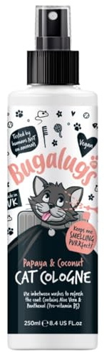 Bugalugs Cologne For Cats. Leave in spray to condition, nourish and hydrate skin and coat. Professional cat cleaning and grooming formula use with cat shampoo (Cologne 250ml)