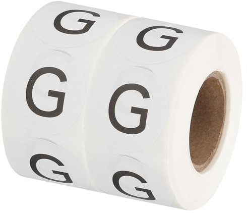 PATIKIL Etichette Inventario Lettera G, Adesivi Lettere Maiuscole 1 Adesivi Autoadesivi Tondi Cerchio per Codifica (2 Rotoli/1000Pz Totali) per Ufficio
