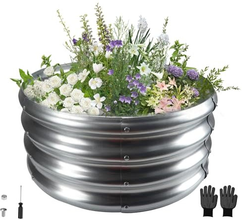 BigKing Bancal elevado galvanizado - Para jardín/invernadero. 29 cm de altura, bancales elevados para jardín. Estructura abierta que evita los niveles de agua. Fácil de montar en 5 minutos. Para