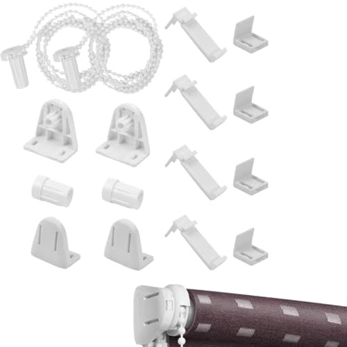 2 set di avvolgimento per tenda a rullo, fissaggio per tenda avvolgibile, supporti per tapparelle, 17 mm, pezzi di ricambio per catena, accessori (bianco)
