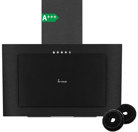 KKT KOLBE Dunstabzugshaube 60 cm | Umluft Abluft | Kopffrei | Wandhaube | Schwarz Stahl | LED-Beleuchtung | 3 Gebläsestufen | inkl Aktivkohlefilter | VTH6004S