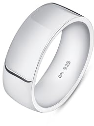 Amberta Massiver 925 Sterling Silber Ehering Mann | 5 6 8 mm Poliert Daumenring Komfort Passform Bandring Herren: Silber 8 mm - Größe 68.8
