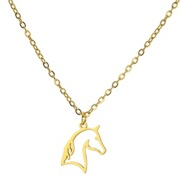UNIFT Collana da donna a forma di testa di cavallo in acciaio inox, con ciondolo a forma di testa di cavallo, gioielli per animali domestici, regalo per amanti degli animali
