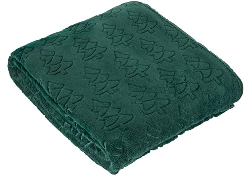 furn. Festive Trees Jeté – Couverture en Flanelle Polaire Douce gaufrée Arbres festifs (Émeraude - 140x180cm)