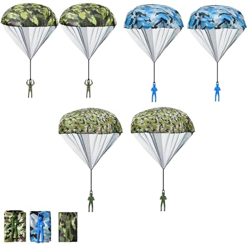 6 Pcs Parachute Game Set, Interesting Outdoor Parachute Gifts Creative Game Outdoor Parachutes, Flying Games Soldiers Outdoors Parachutes for 15 Years Old and Above