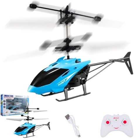 Spiritzohic Remote Control Helicopter, RC Helicopter Toy for Kids, Radio Controlled Aircraft Flying Toys, Altitude Hold RC Helicopters with Gyro Light Airplane Model Gift for Birthday, Christmas-Blue