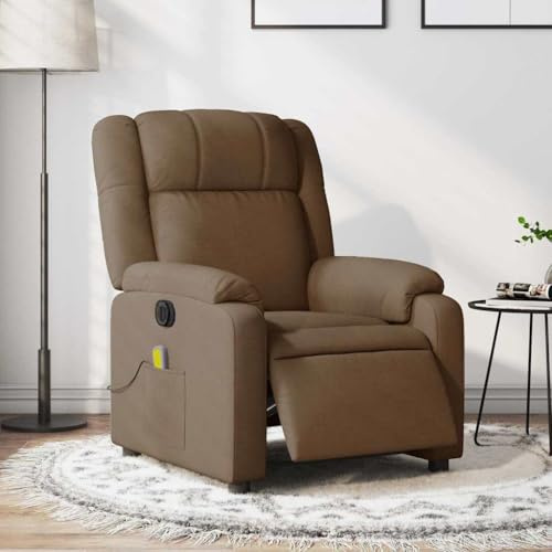 Mimdixy Poltrona massaggiante Poltrona TV Poltrona lounge,Poltrona massaggiante Elettrica Marrone Tessuto,Per Camera Da Letto E Soggiorno,Veloce Da Installare