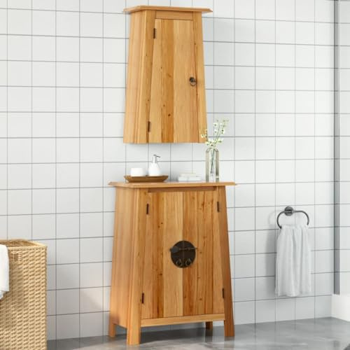Solivagant Ensemble de Meubles de Salle de Bain 2 pcs Bois de pin Massif,(21.7 KG)