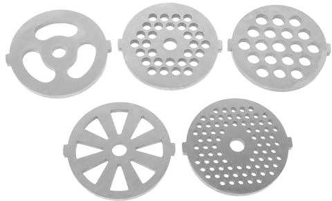 DOITOOL Plaques et Lames en Acier Inoxydable pour Hachoir à Viande Électrique, Accessoires 8 Pièces Trous Ronds 7mm et Carrés 8,3mm, Ustensiles la Cuisine Inox pour Découpe Rapide