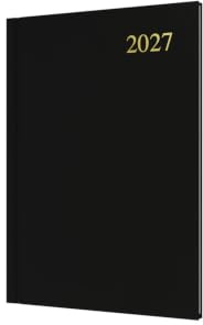 2027 Calendar Year Planner - 12 Month A5 Week-to-View Diary - Hard Cover in Black - Collins Debden Essential Range (ESSA53.99-27)