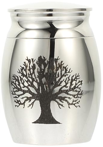 Urna Cineraria Acero Inoxidable Plata para Mascotas y Familia, Pequeña | Contenedor Compacto para Guardar Cenizas, Superficie Lisa, Fácil de Transportar, Diseño Elegante