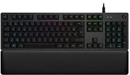 Logitech G513 Clavier Gamer Mécanique avec Repose-Poignets, Eclairage RGB LIGHTSYNC, Tactile Switchs GX Brown, Alliage Aluminium 5052, Personnalisable, Relais USB, Français AZERTY - Noir