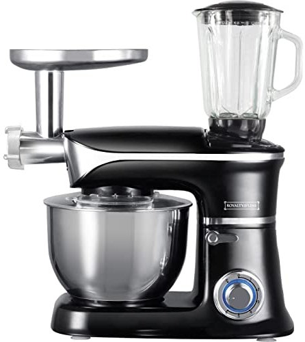 ROYALTY LINE, Robot Multifunzione 1900W Nero RLPKM19007BG-BLK, Ciotola in Acciaio Inox da 6,5L, Accessori Inclusi, Ideale per Pasticceria e Cucina, Design Elegante e Moderno