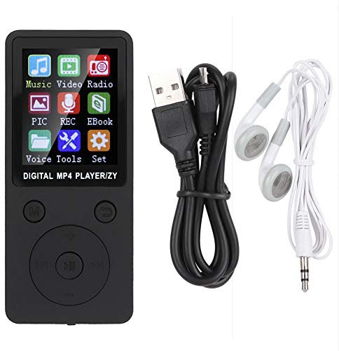 Música MP3 Reproductor MP4 8G Bluetooth Pantalla de 1.8 Pulgadas Mini Reproductor portátil Soporte 32G Tarjeta de Memoria Botón Redondo, Soporte Música, Radio, Grabación, Video(Negro)