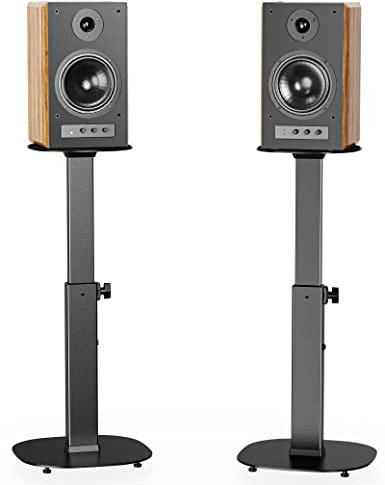 WALI Soportes universales para altavoces de sonido envolvente para altavoces de satélite y estantería de hasta 22 libras, altura ajustable con gestión de cables integrada, 1 par (SFS001), color