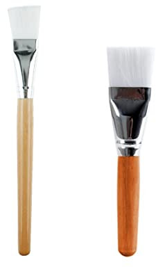 SIOPPKI Gesichtsmaskenpinsel, 2 Stück, natürliches Holz, professionelle Gesichtsmaskenpinsel, Applikator-Pinsel zum Auftragen von Gesichtsmasken, Augenmasken, Serum oder DIY-Kosmetik-Make-up-Werkzeug