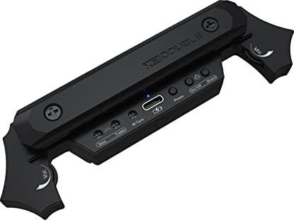 SHUAIGUO X2 Guitar Wireless Pickup Rechargeable & Wired Acoustic System Electric Bass Cable to Amplifier Soundhole with Receiver for 80-120mm Sound-Hole, Black
