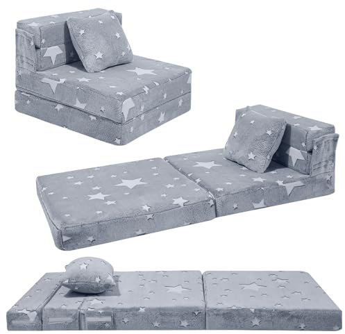 MeMoreCool Kids Sofa Bed, Toddler Folding Floor Mattress Glow in The Dark