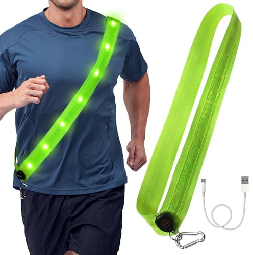 LED Lauflampe, Lauflicht Joggen mit Reflektoren Gürtel Kleidung, LED Lauflampe Reflektoren Verstellbar Nacht Sicherheitslicht Laufgürtel Hund für lauflicht joggen Laufen Fahrradfahren Outdoor Sports