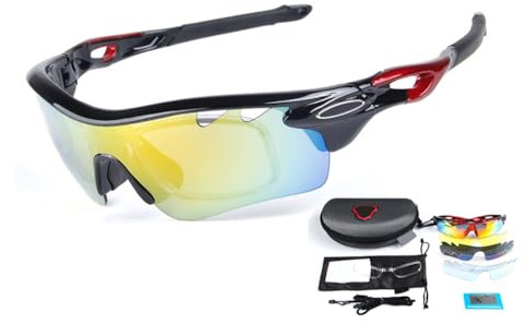 Lunettes de soleil vélo Lunettes de sport polarisées pour vélo de route et VTT, 5 verres colorés Anti-UV
