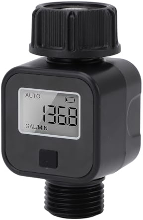 Vattenflödesmätare, Standard 3/4 Slanggänga Hög Noggrannhet och Vattentät för Inomhus Utomhus, LCD-skärm Mät Gallon Liter Förbrukning Multifunktionell Digital Vattenmätare