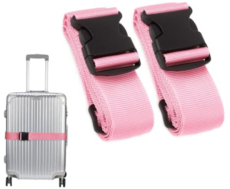 Luggage Straps for Suitcase Heavy Adjustable Suitcase Straps with Quick Release Buckle Suitcase Identifier Bands for Travel Case Non-Slip Travel Belt Travel Accessories (Pink, 2pcs)