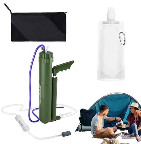 Filtre à eau de camping | Kit filtre à eau portable | Purificateur d'eau d'extérieur | Options de pompe et de paille faciles à utiliser, idéales pour l'eau potable sûre lors d'aventures en air