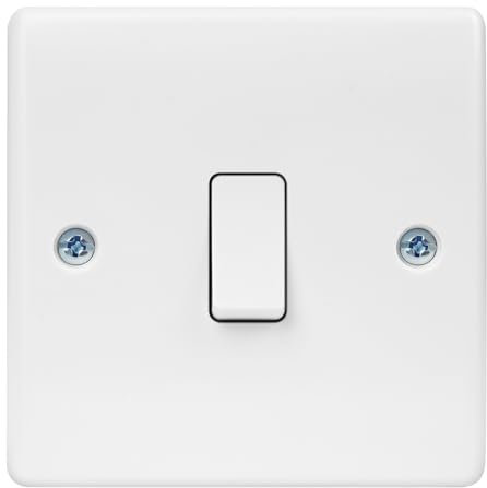 AXFEE Interrupteur d'éclairage sans Fil, Interrupteur Bouton, Poussoir Applique Murale Interrupteur MéCanique, 1 Gang 1 Voie Interrupteur D'éClairage Avoir Vis, Montage Mural Encastré, Blanc