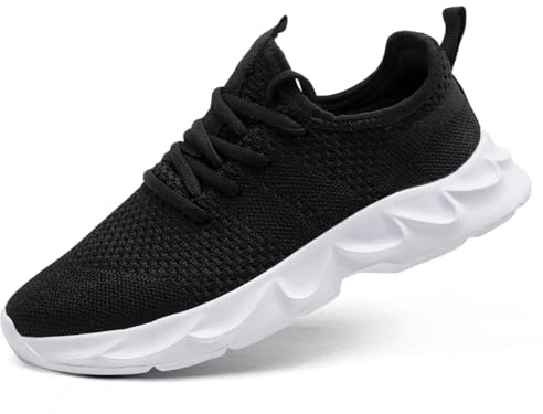 UROMGV Löparskor damskor sneakers sportskor tennisskor lätta halkfria sneakers promenadskor, Svart vit, 39 EU