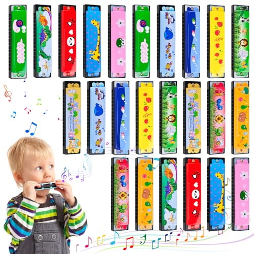 HGRGHH 24 Pièces Harmonica pour Enfants, 16 Trous Double Rangée Débutant, Jouet Harmonica pour Débutants, Étudiants, Cadeaux