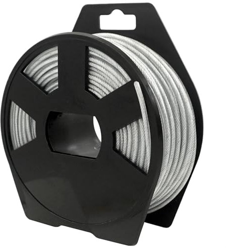 Zeqeey Fil pour Coupe-Bordures Ronde en Acier Robuste Fil pour Débroussailleuse avec Bobine Enroulable, 3 mm x 27 m - 0,12 Pouce