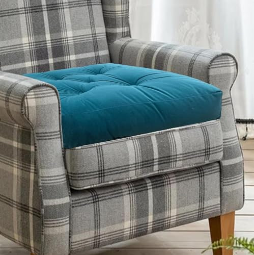 Teal Armchair Booster Cushion Pad | 50x50x10cm Large Faux Suede Firm Seat Cushions | for Office Chair Dining Sofa & Floor Cushion | Soft Cotton Filling for Pregnancy Elderly & Home Comfort