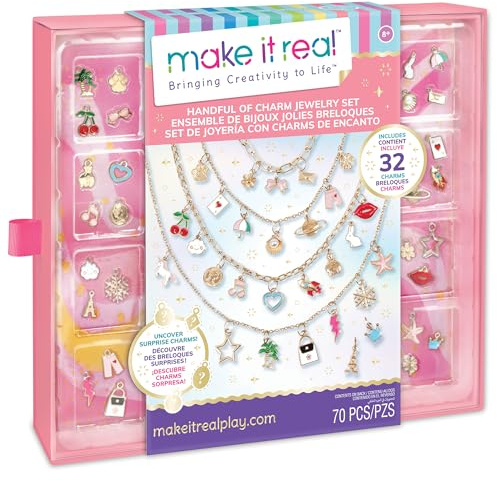 Make It Real: Handful of Charm – 70-teiliges DIY-Schmuck-Set, 4 Kettenlängen, Design und Erstellung, Charm-Halskette und Armband, Bastelset, Mädchen und Kinder ab 8 Jahren
