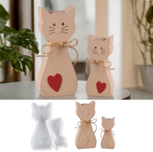 wikimo 2 Stück Silikonformen Gießformen für Katze Gips Silikonform, Epoxidharz-Form, Gussformen für Gips