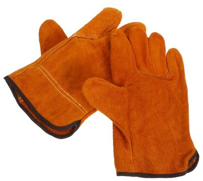 FONDOTIN Guanti da Saldatura Unisex in Pelle Resistenti al Calore e Usura Design Corto per Flessibilità e Protezione Completa per Operai Manutentori e Saldatori