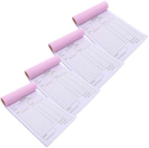 HOMSFOU Bloc de Factures Commerciales, Carnet de Bons de Commande 2 Parties, Papier Autocopiant, 4 Pcs, pour Commerce de Détail et Restaurants, Suivi des Commandes et Paiements