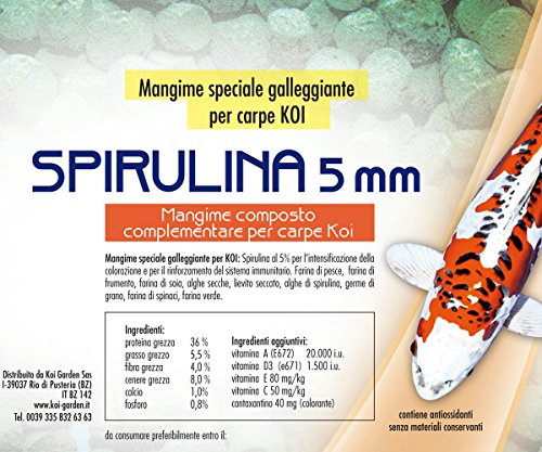 Alimento para peces del estanque y carpas Koi Spirulina 4,5 L flotador