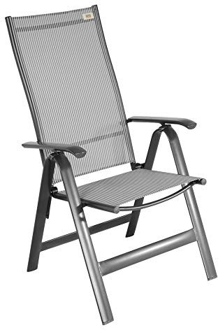MFG Klappsessel Binz | wetterfest | Platzsparend klappbar | Rückenlehne mehrfach verstellbr | Alu-Gestell | wasserdurchlässiger Textilene-Bezug