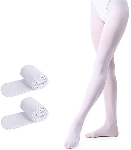 tanzdunsje Collant da Ballo Balletto per bambina donna 3 colori rosa bianco nero,bianco*2 M