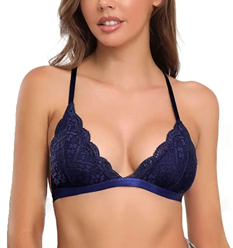 SHEKINI dam Strappy Bralette sexiga blommor behå utan bygel komfort BH racerback med avtagbar vadderad kopp BH triangel
