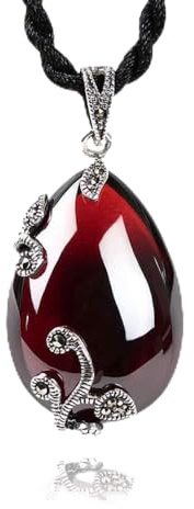 Rétro 100% 925 en argent Sterling grenat pendentif collier pour femmes Vintage pierres précieuses naturelles rubis pendentifs bijoux