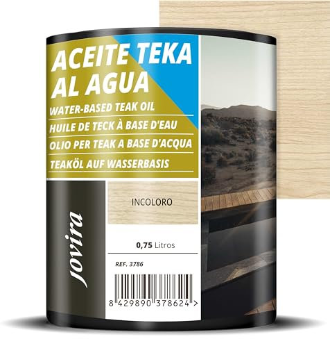 JOVIRA PINTURAS. Aceite Teka al Agua, Protección y restauración de la madera Teca en intemperie (750 Mililitros, Incoloro) E-18A