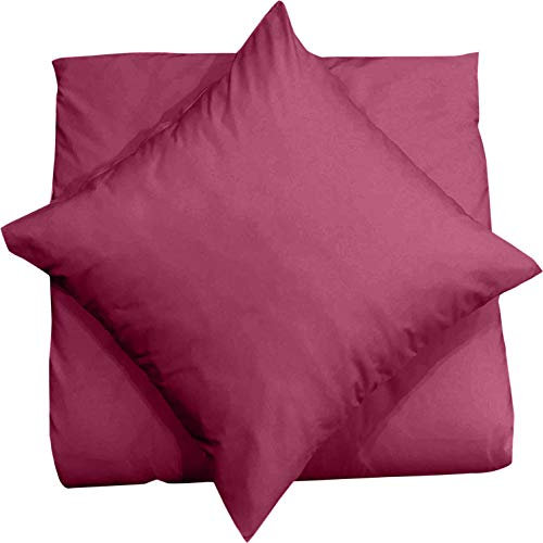 Mixibaby Kissenbezug 40X40 2er Set Dekokissen Kissenhülle Kissen Bezug 100% Baumwolle, Farbe:Weinrot