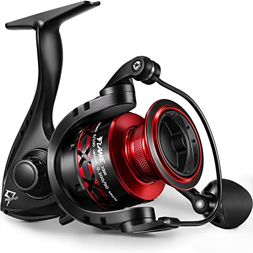 Piscifun Carretes giratorios de Llama, Ligeros 9+1BB, carretes de Pesca giratorios Ultra Suaves, Fibra de Carbono de 20 Libras de Arrastre máximo, 1000, Rojo