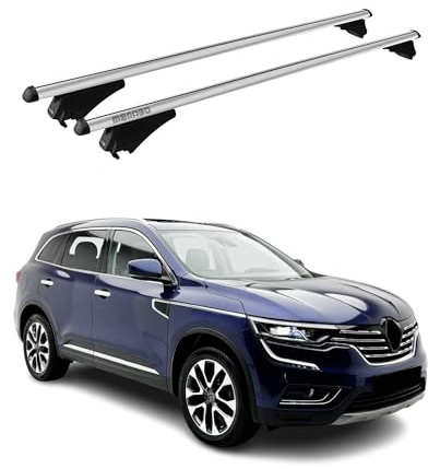 Menabo Barras de Techo Base Compatibles con Renault Koleos mk2 2017-2025 Aluminio 75kg Plata 2tlg Geschlossene Barra Compatible con Portabicicletas, Dachboxen, Portaesquís con Llave